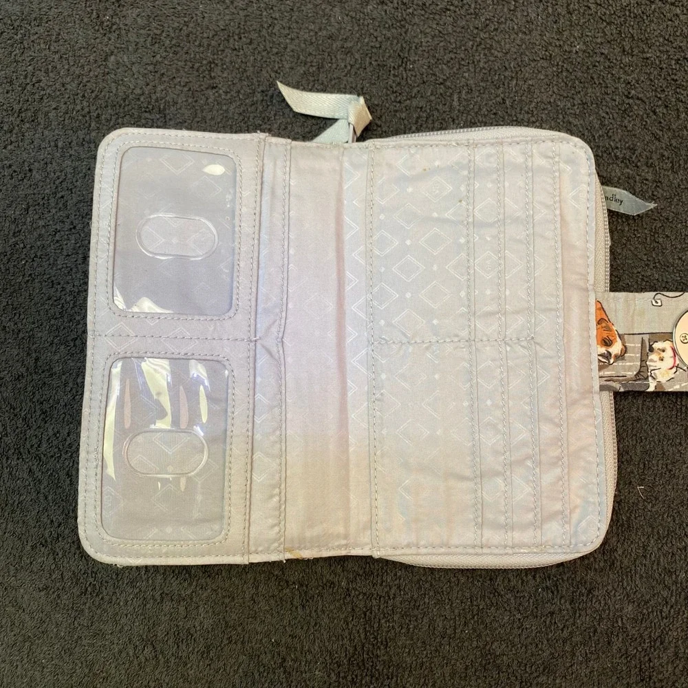 Vera Bradley Bad to the Bone RFID Riley Compact Wallet Gray Dog Print One Size